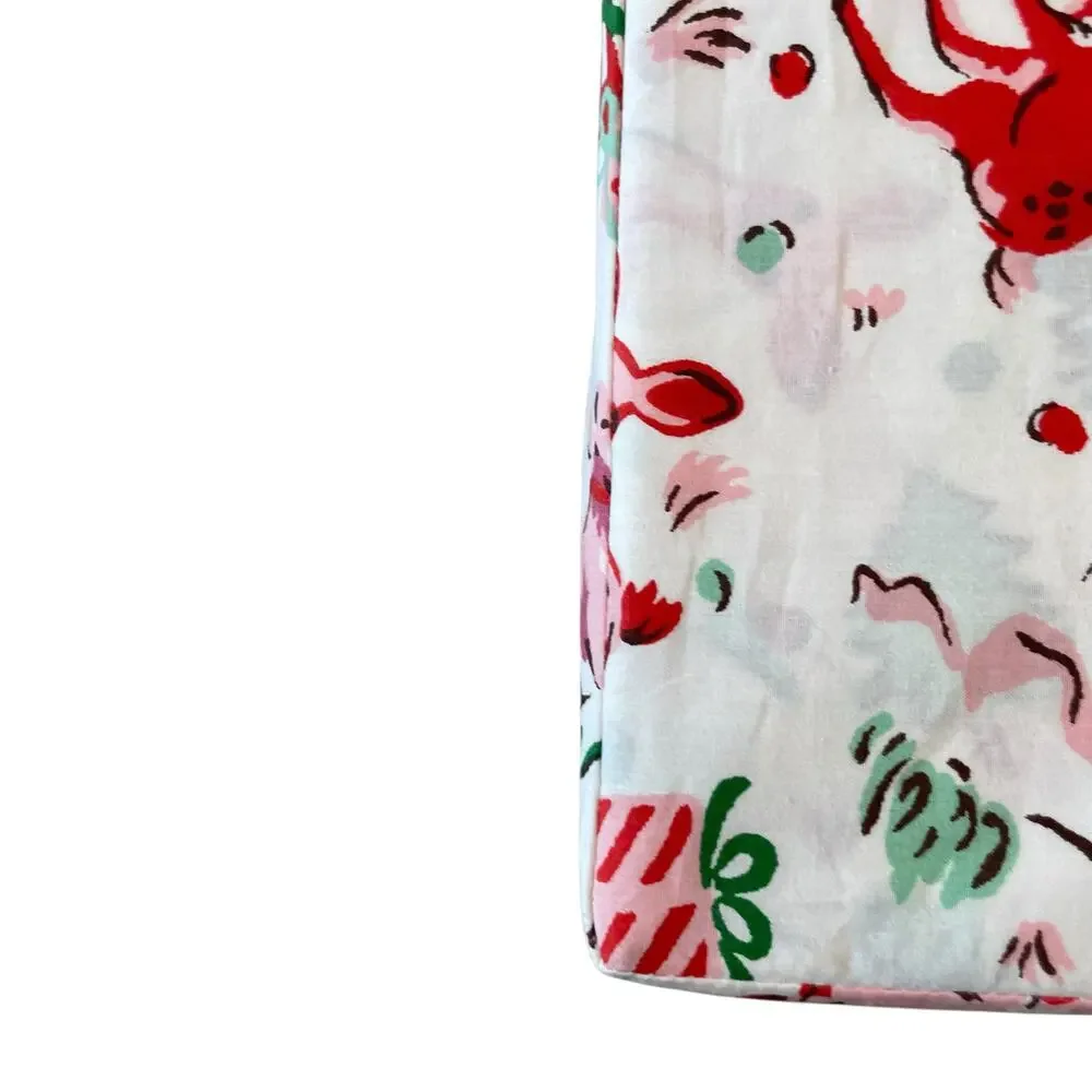Cath Kidston London 4pc QUEEN Sheet Set Christmas Ditsy Deer Pink Cotton NEW